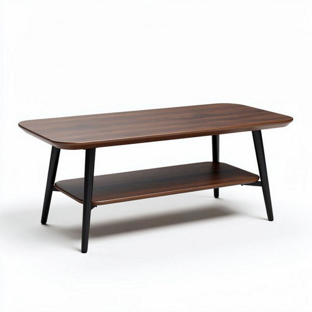 Table basse en bois de noyer avec étagère inférieure 120 x 60 x 40cm