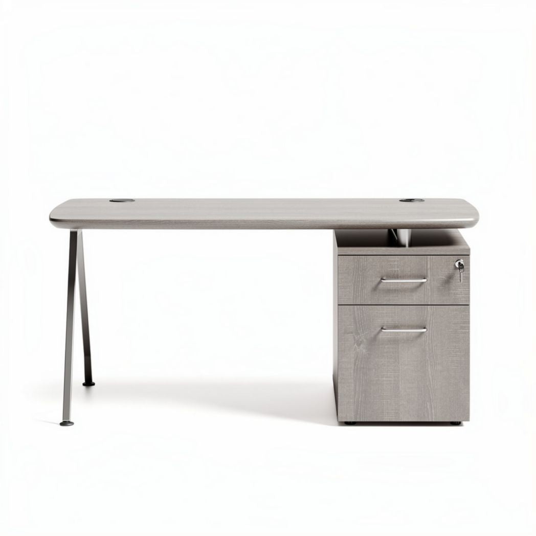 Bureau en bois avec rangement 150 x 70 x 75cm couleur grise