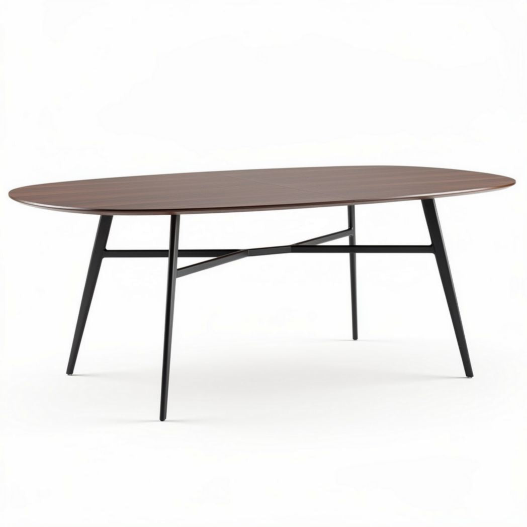 Table basse ovale en bois et métal noir 150 x 70 x 75cm pour salon