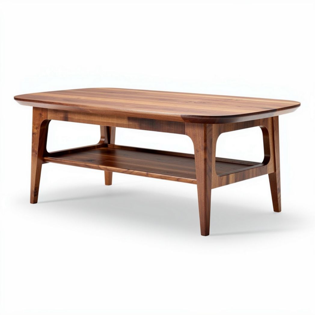 Table basse en bois massif brun avec étagère 120 x 75 x 45 cm