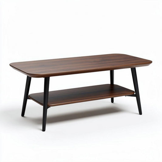 Table basse en bois de noyer avec étagère inférieure 120 x 60 x 40cm
