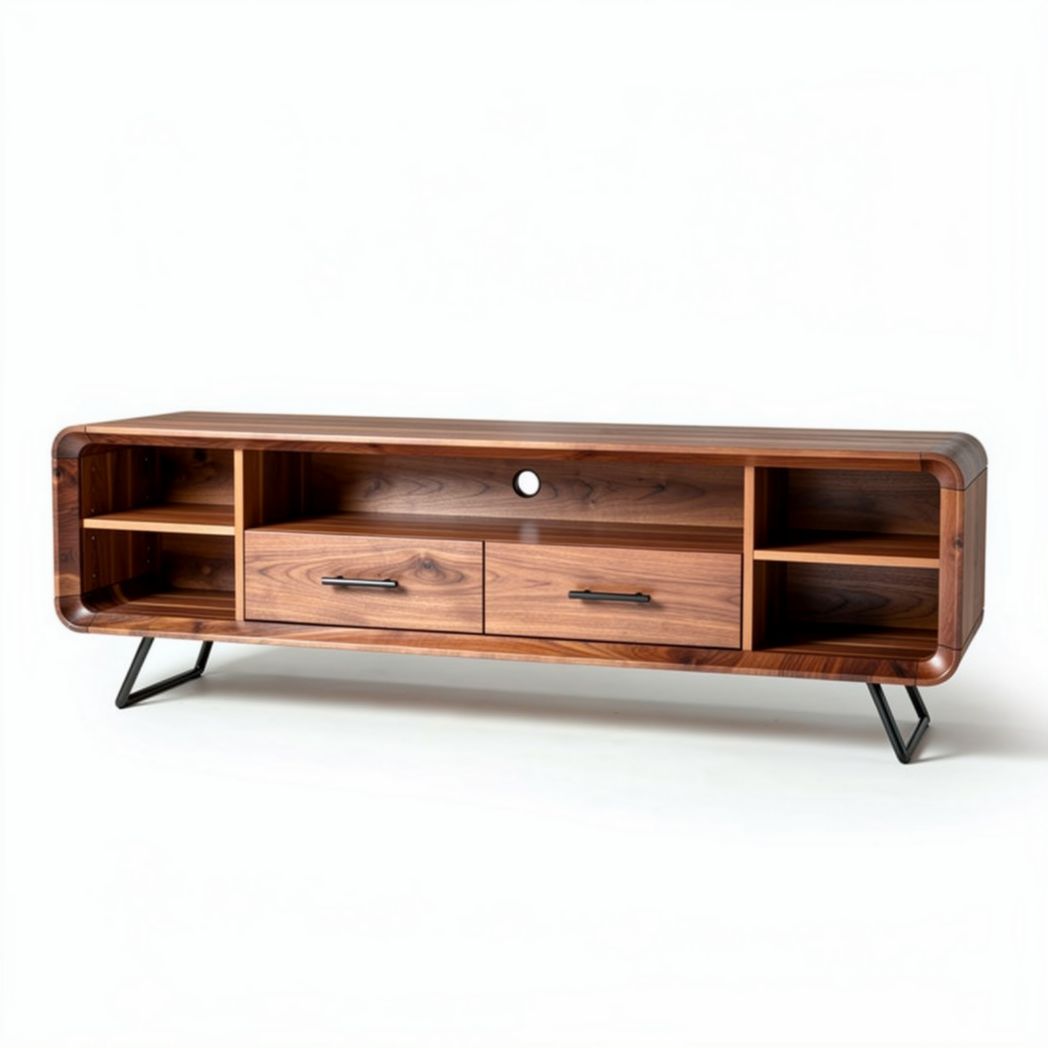 Meuble de télévision en bois de chêne dimensions 120 x 40 x 50cm naturel avec espaces de rangement