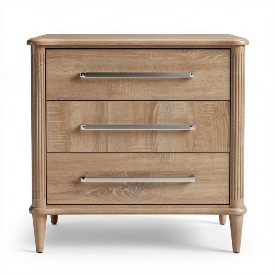 Commode en bois naturel avec trois tiroirs dimensions 45 x 40 x 60cm