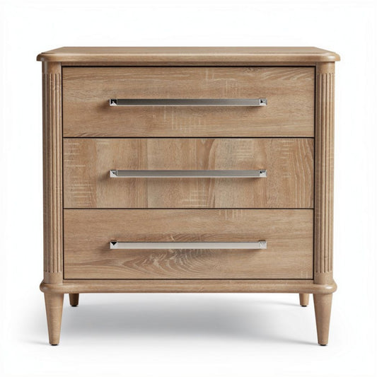Commode en bois naturel avec trois tiroirs dimensions 45 x 40 x 60cm