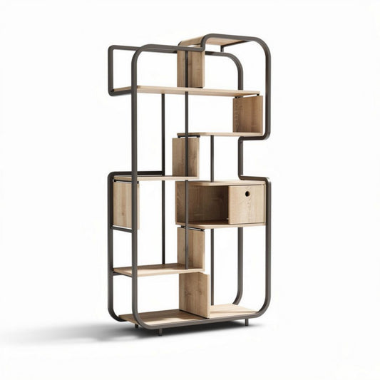 Étagère en bois et métal pour salon ou bureau dimensions 80 x 30 x 120cm