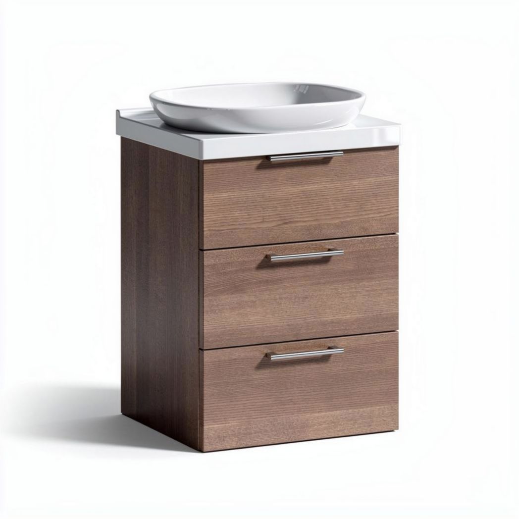 Meuble sous lavabo en bois de 40 x 30 x 80 cm avec vasque en céramique blanche
