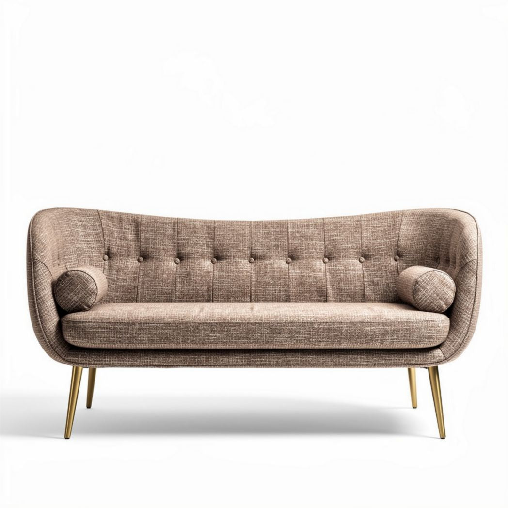 Canapé en tissu tissé beige avec coussins intégrés dimensions 180 x 80 x 75cm