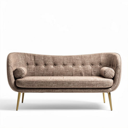 Canapé en tissu tissé beige avec coussins intégrés dimensions 180 x 80 x 75cm