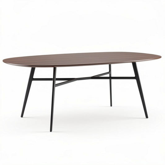 Table basse ovale en bois et métal noir 150 x 70 x 75cm pour salon