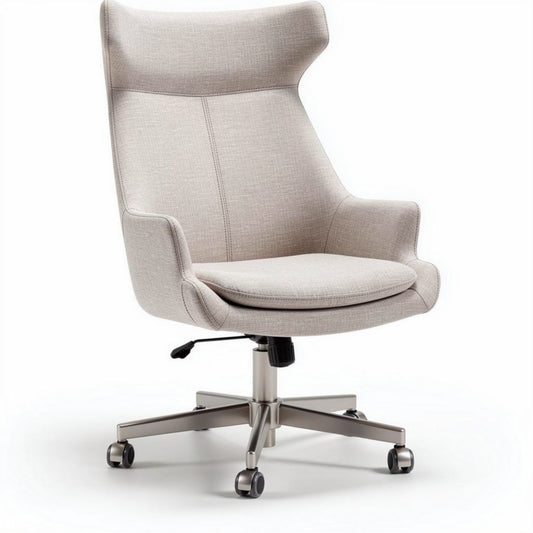 Chaise de bureau pivotante en tissu gris clair avec accoudoirs et hauteur réglable 60 x 65 x 100cm
