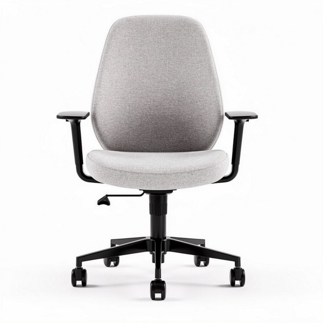 Chaise de bureau ergonomique en tissu gris avec accoudoirs et roulettes 45 x 55 x 90cm