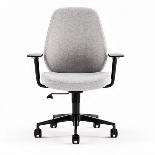 Chaise de bureau ergonomique en tissu gris avec accoudoirs et roulettes 45 x 55 x 90cm